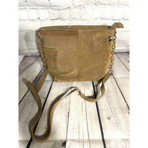Doncaster - Suede Brown purse Made in Italy , shimmer, metal chain & Suede strap